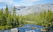 Khibiny Mountains with Kunijok river and Northern Chorrgor Pass